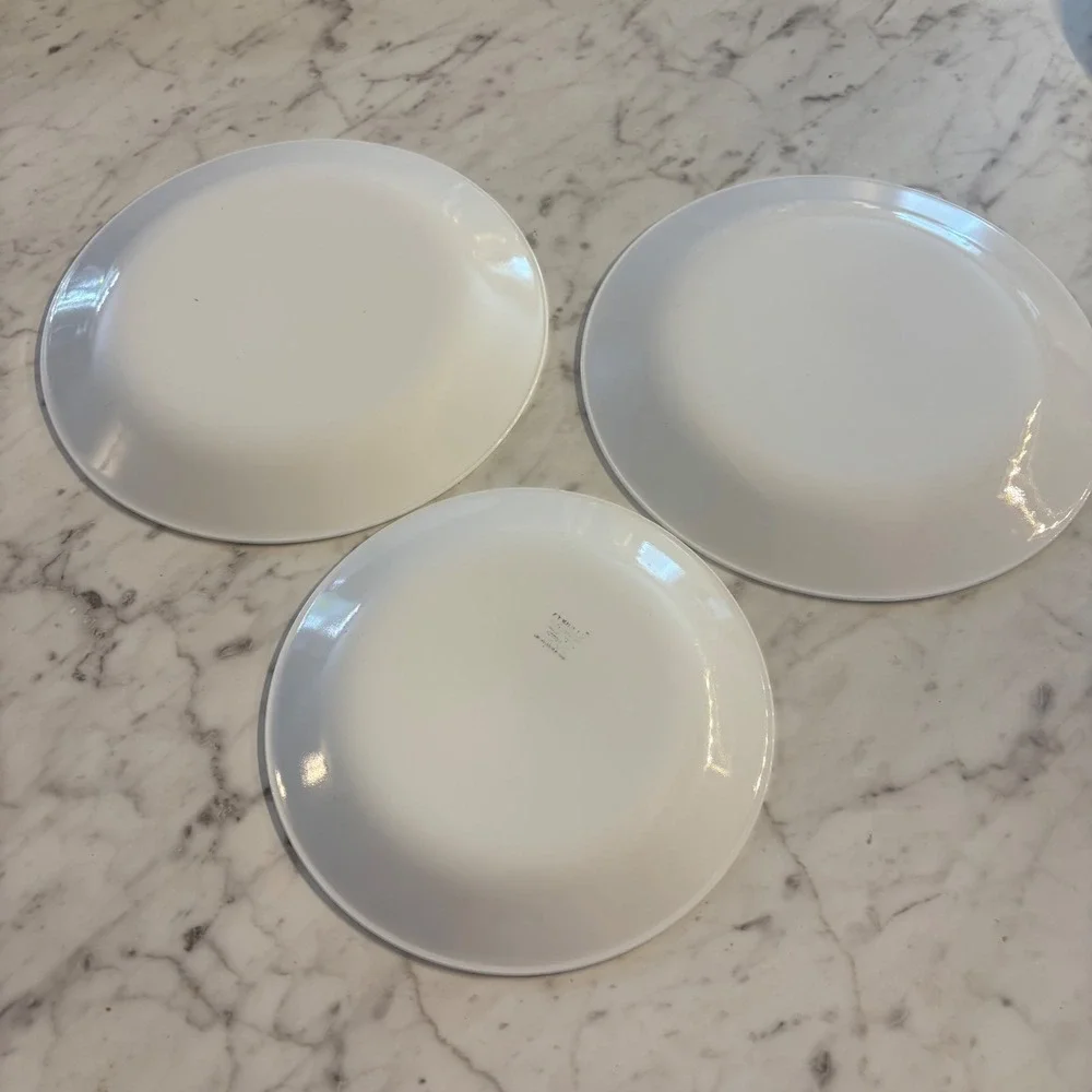 Corelle Graphite Gray Floral Dinner Plates Luncheon Plate Set of 3 VitrelleWhite